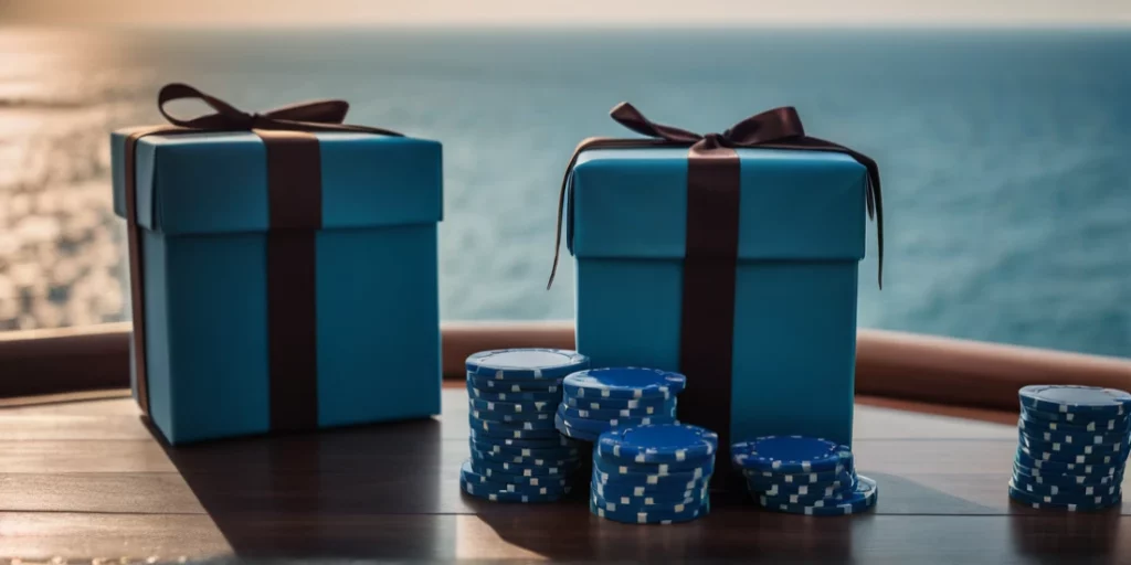 photo of a poker table with gift boxes